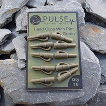 Load image into Gallery viewer, lead clips with pins, lead clips green